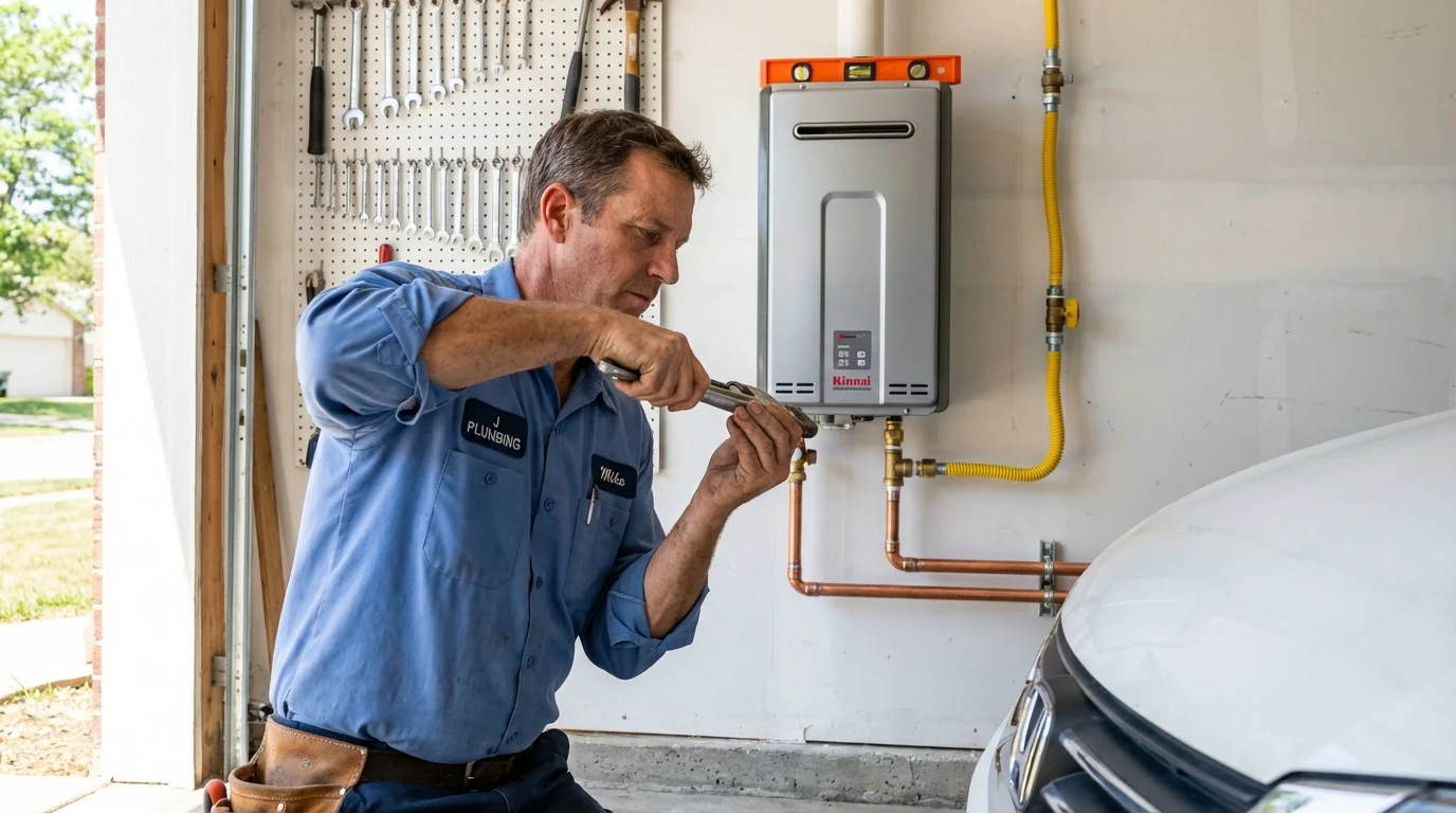 Tankless water heater installation by a Johns Plumbing LLC plumber in Lake Andes